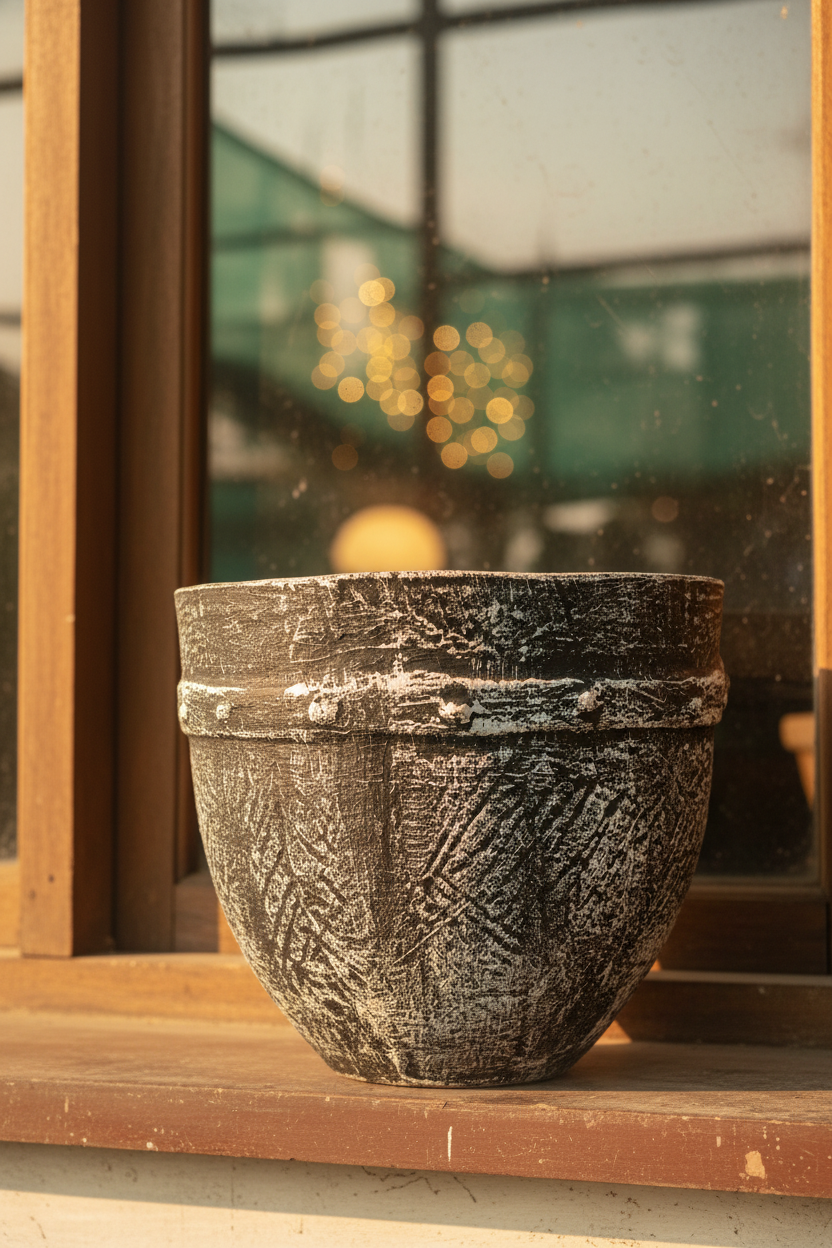 Black and White Pot 14 inch