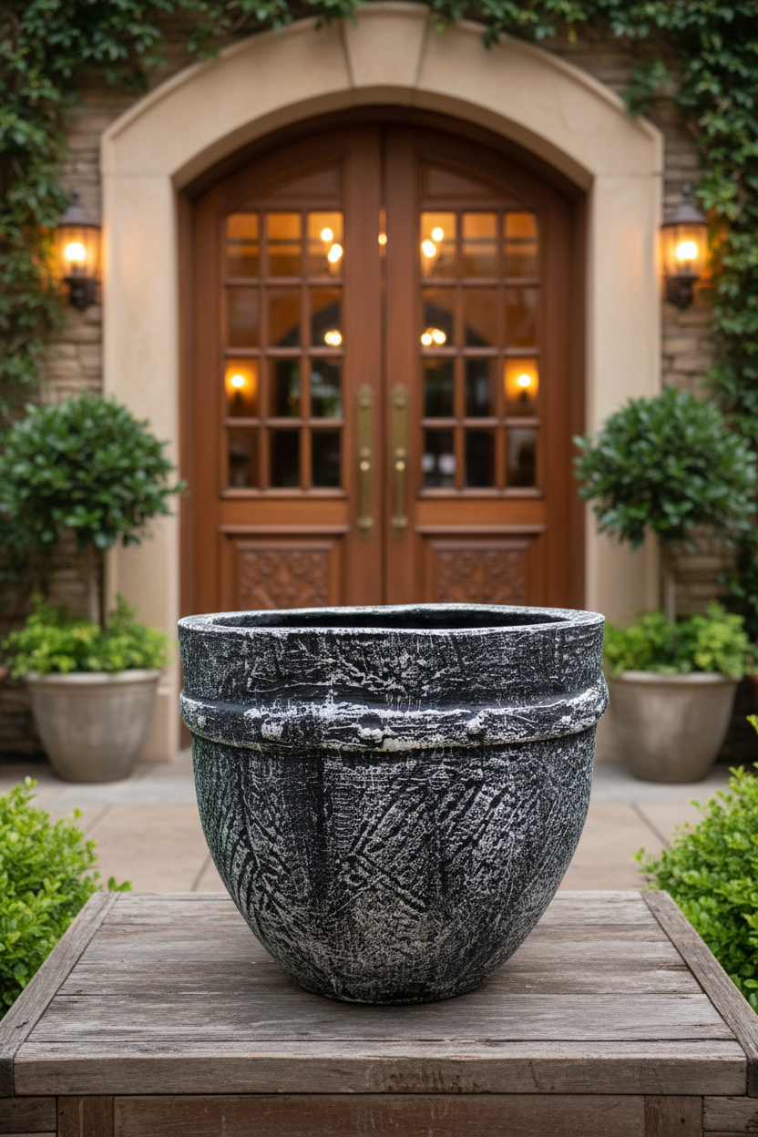 Black and White Pot 14 inch