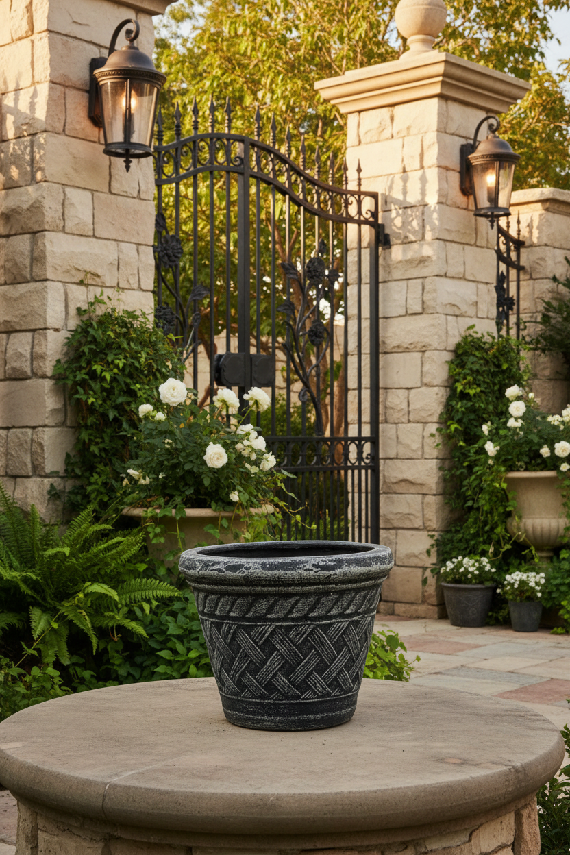Black and white 12 inch pot