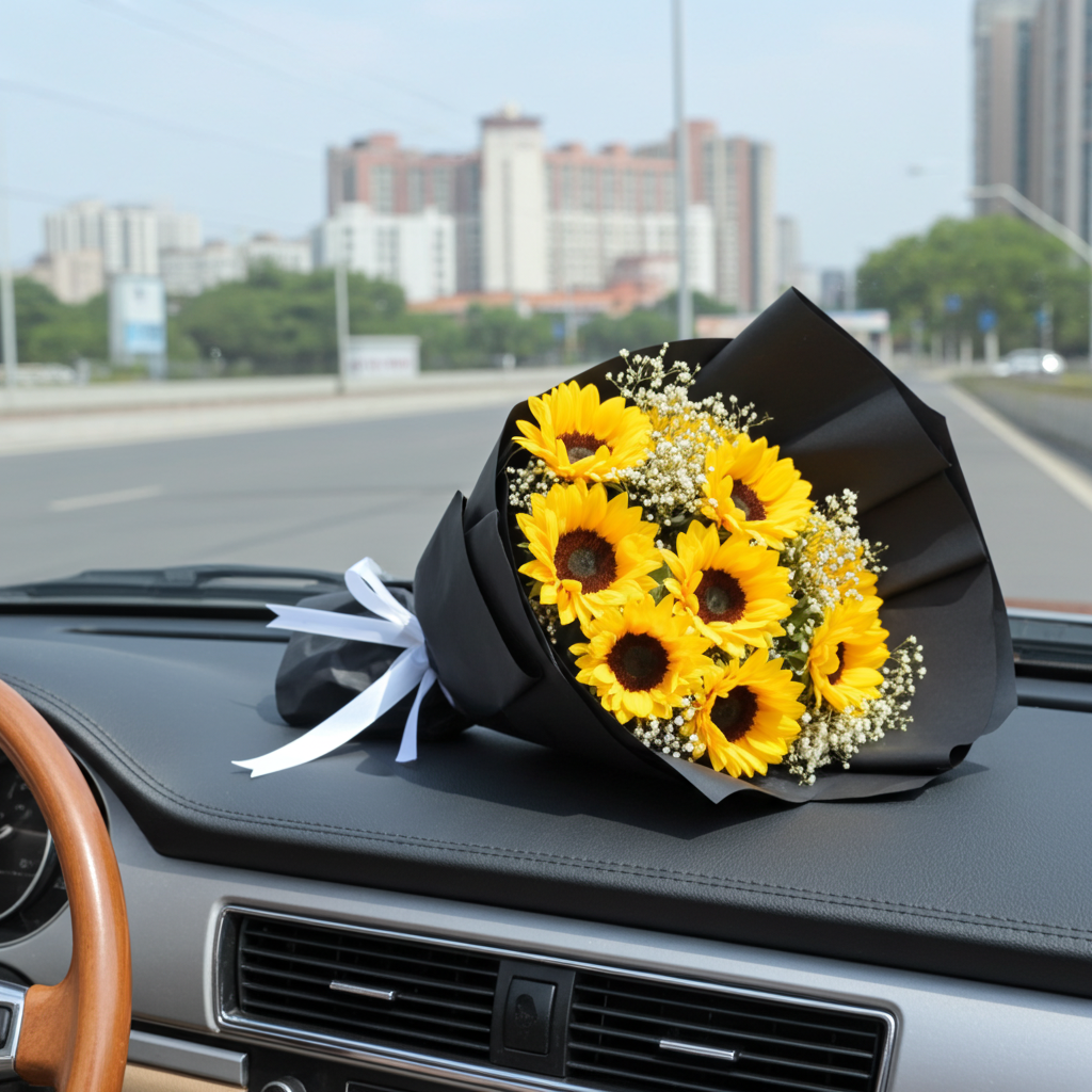 Sunflower Bouquet with Mini Aster – Fresh Flower Bouquet Lahore