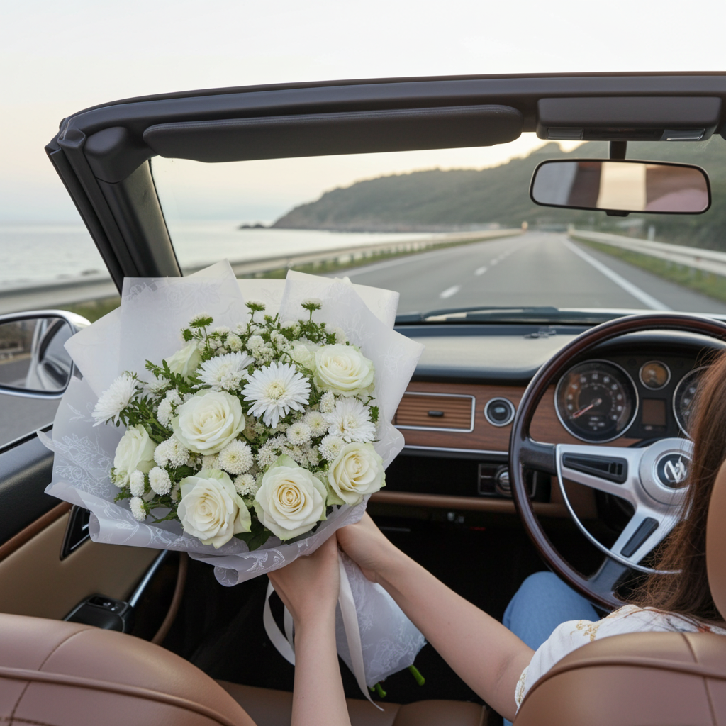 10 White Roses & White Aster Flower Bouquet – Luxury Fresh Roses Lahore