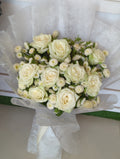 10 White Roses & White Aster Flower Bouquet – Luxury Fresh Roses Lahore